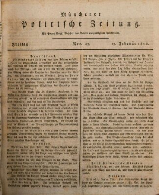 Münchener politische Zeitung (Süddeutsche Presse) Freitag 19. Februar 1808