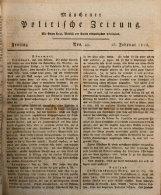 Münchener politische Zeitung (Süddeutsche Presse) Freitag 26. Februar 1808