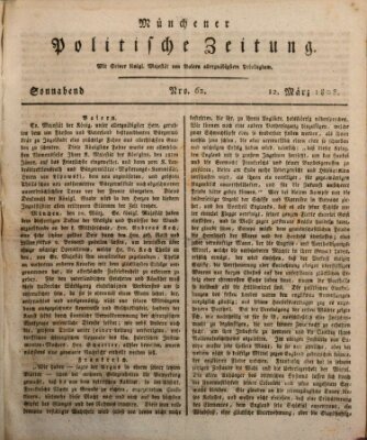 Münchener politische Zeitung (Süddeutsche Presse) Samstag 12. März 1808