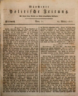 Münchener politische Zeitung (Süddeutsche Presse) Mittwoch 23. März 1808