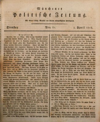 Münchener politische Zeitung (Süddeutsche Presse) Dienstag 5. April 1808