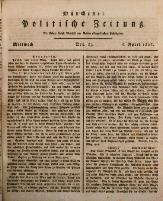 Münchener politische Zeitung (Süddeutsche Presse) Mittwoch 6. April 1808