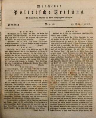 Münchener politische Zeitung (Süddeutsche Presse) Montag 25. April 1808