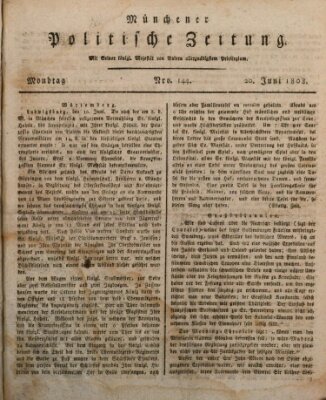 Münchener politische Zeitung (Süddeutsche Presse) Montag 20. Juni 1808