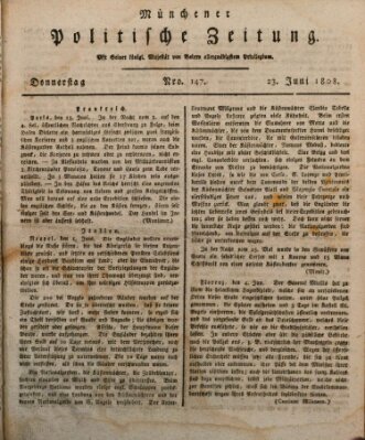 Münchener politische Zeitung (Süddeutsche Presse) Donnerstag 23. Juni 1808