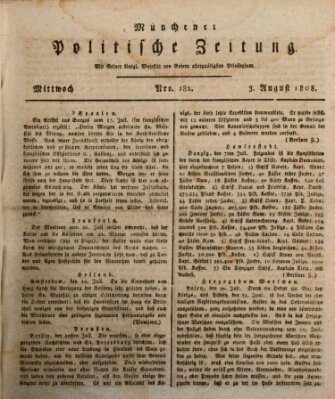 Münchener politische Zeitung (Süddeutsche Presse) Mittwoch 3. August 1808