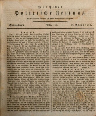 Münchener politische Zeitung (Süddeutsche Presse) Samstag 13. August 1808