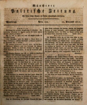 Münchener politische Zeitung (Süddeutsche Presse) Montag 22. August 1808