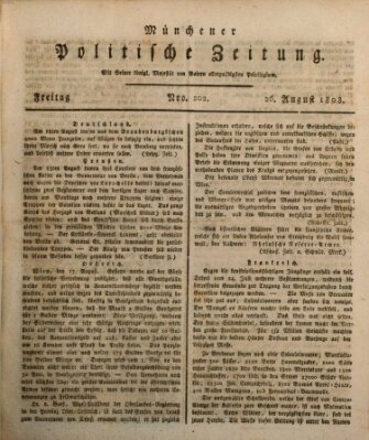 Münchener politische Zeitung (Süddeutsche Presse) Freitag 26. August 1808