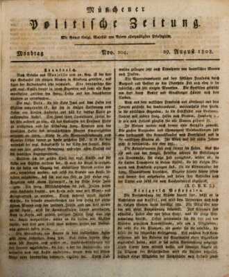 Münchener politische Zeitung (Süddeutsche Presse) Montag 29. August 1808