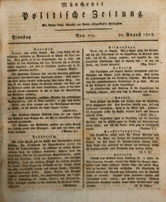 Münchener politische Zeitung (Süddeutsche Presse) Dienstag 30. August 1808