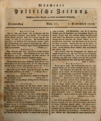 Münchener politische Zeitung (Süddeutsche Presse) Donnerstag 1. September 1808