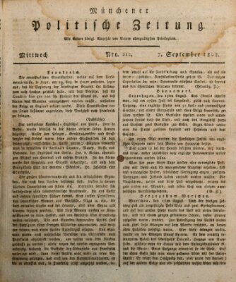 Münchener politische Zeitung (Süddeutsche Presse) Mittwoch 7. September 1808