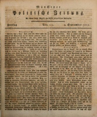 Münchener politische Zeitung (Süddeutsche Presse) Freitag 9. September 1808