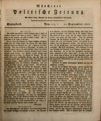 Münchener politische Zeitung (Süddeutsche Presse) Samstag 10. September 1808