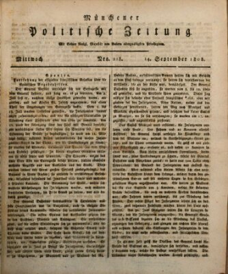 Münchener politische Zeitung (Süddeutsche Presse) Mittwoch 14. September 1808