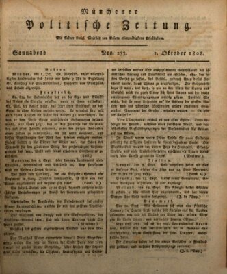 Münchener politische Zeitung (Süddeutsche Presse) Samstag 1. Oktober 1808