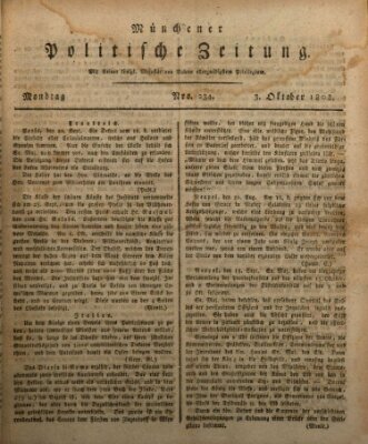 Münchener politische Zeitung (Süddeutsche Presse) Montag 3. Oktober 1808