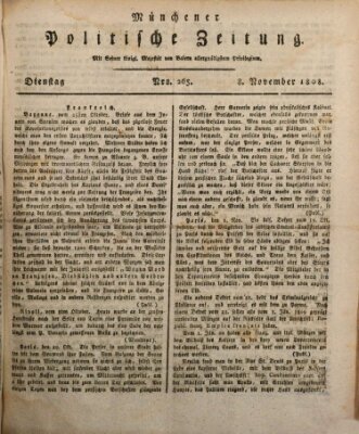 Münchener politische Zeitung (Süddeutsche Presse) Dienstag 8. November 1808