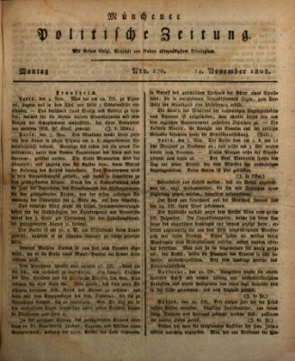 Münchener politische Zeitung (Süddeutsche Presse) Montag 14. November 1808