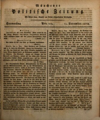 Münchener politische Zeitung (Süddeutsche Presse) Donnerstag 17. November 1808