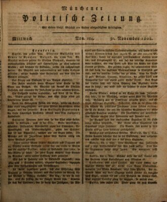 Münchener politische Zeitung (Süddeutsche Presse) Mittwoch 30. November 1808