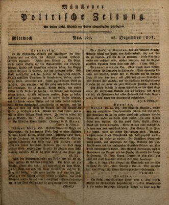 Münchener politische Zeitung (Süddeutsche Presse) Mittwoch 28. Dezember 1808