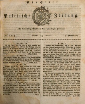 Münchener politische Zeitung (Süddeutsche Presse) Dienstag 17. Januar 1809