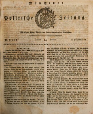 Münchener politische Zeitung (Süddeutsche Presse) Mittwoch 18. Januar 1809