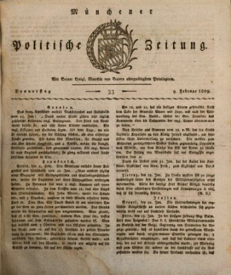 Münchener politische Zeitung (Süddeutsche Presse) Donnerstag 9. Februar 1809