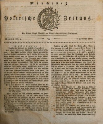 Münchener politische Zeitung (Süddeutsche Presse) Donnerstag 16. Februar 1809