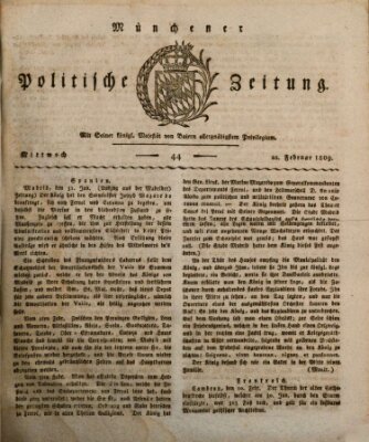 Münchener politische Zeitung (Süddeutsche Presse) Mittwoch 22. Februar 1809