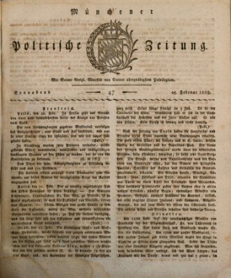 Münchener politische Zeitung (Süddeutsche Presse) Samstag 25. Februar 1809