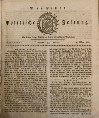 Münchener politische Zeitung (Süddeutsche Presse) Samstag 4. März 1809