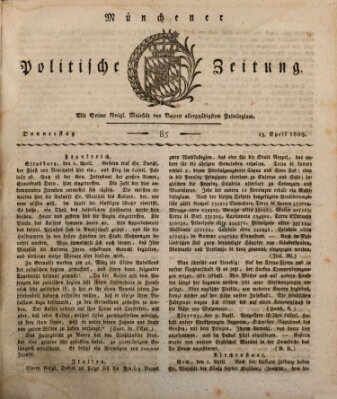 Münchener politische Zeitung (Süddeutsche Presse) Donnerstag 13. April 1809