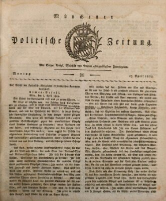 Münchener politische Zeitung (Süddeutsche Presse) Montag 17. April 1809