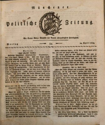 Münchener politische Zeitung (Süddeutsche Presse) Montag 24. April 1809