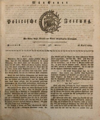 Münchener politische Zeitung (Süddeutsche Presse) Mittwoch 26. April 1809