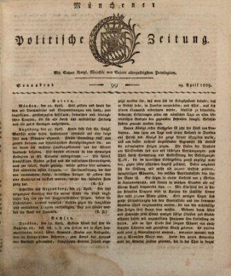 Münchener politische Zeitung (Süddeutsche Presse) Samstag 29. April 1809