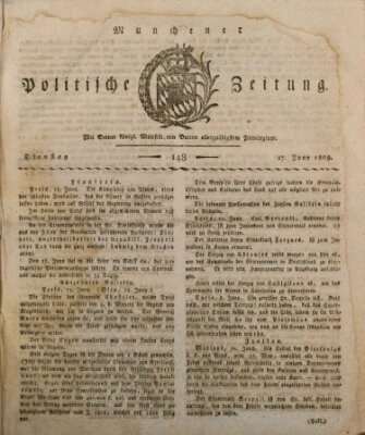 Münchener politische Zeitung (Süddeutsche Presse) Dienstag 27. Juni 1809