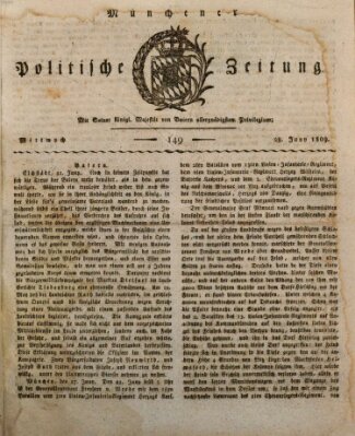 Münchener politische Zeitung (Süddeutsche Presse) Mittwoch 28. Juni 1809