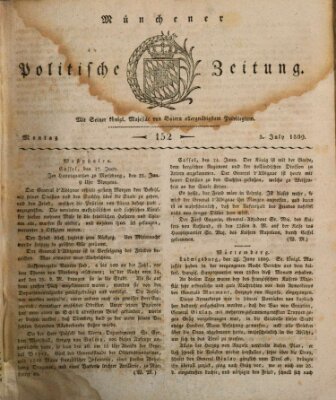 Münchener politische Zeitung (Süddeutsche Presse) Montag 3. Juli 1809