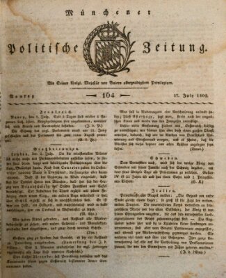 Münchener politische Zeitung (Süddeutsche Presse) Montag 17. Juli 1809