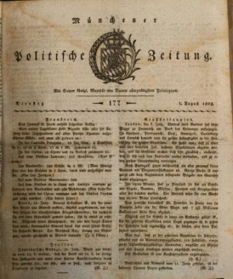 Münchener politische Zeitung (Süddeutsche Presse) Dienstag 1. August 1809