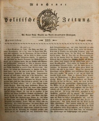 Münchener politische Zeitung (Süddeutsche Presse) Donnerstag 10. August 1809