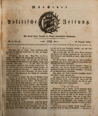 Münchener politische Zeitung (Süddeutsche Presse) Mittwoch 16. August 1809