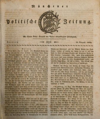 Münchener politische Zeitung (Süddeutsche Presse) Freitag 18. August 1809