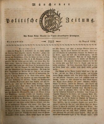 Münchener politische Zeitung (Süddeutsche Presse) Samstag 19. August 1809