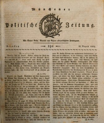 Münchener politische Zeitung (Süddeutsche Presse) Dienstag 22. August 1809