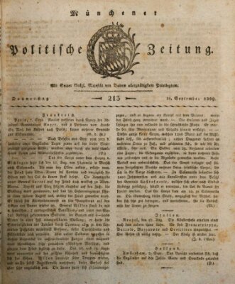 Münchener politische Zeitung (Süddeutsche Presse) Donnerstag 14. September 1809